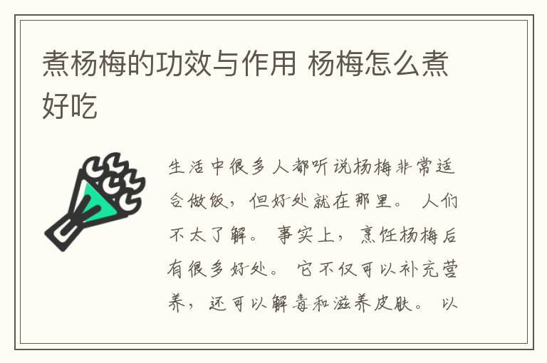 煮杨梅的功效与作用 杨梅怎么煮好吃