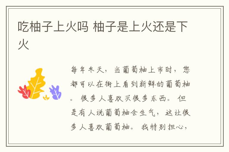 吃柚子上火吗 柚子是上火还是下火