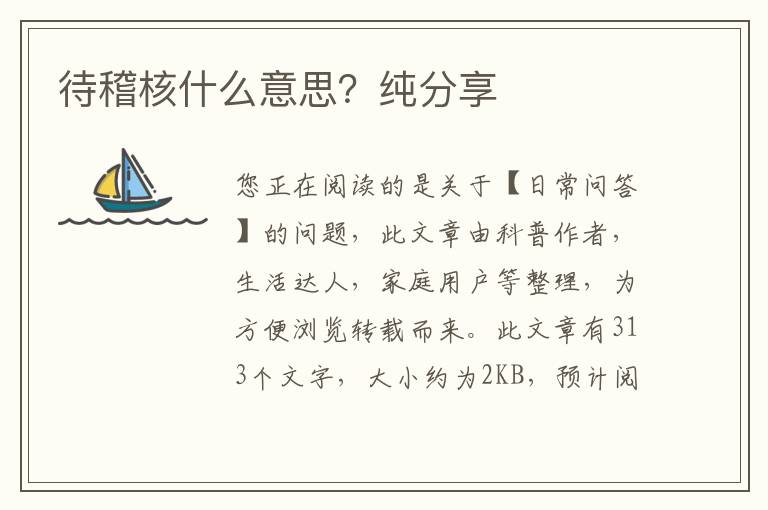 待稽核什么意思？纯分享