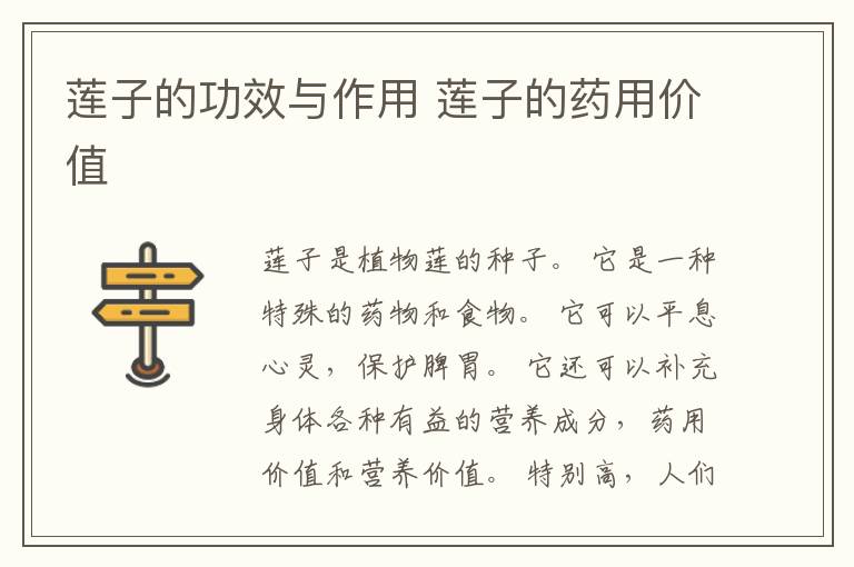 莲子的功效与作用 莲子的药用价值