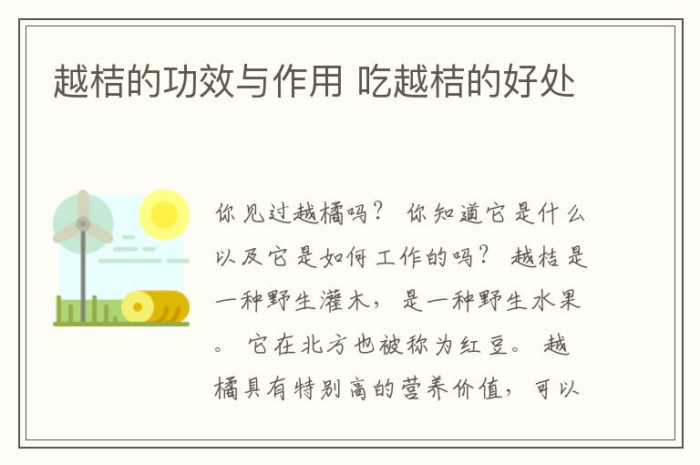 越桔的功效与作用 吃越桔的好处