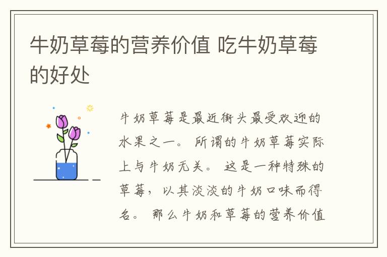 牛奶草莓的营养价值 吃牛奶草莓的好处