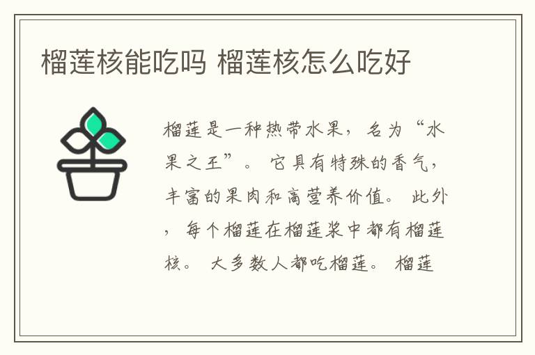 榴莲核能吃吗 榴莲核怎么吃好