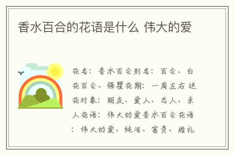 香水百合的花语是什么 伟大的爱