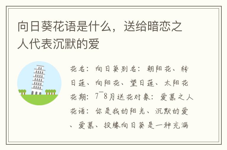 向日葵花语是什么，送给暗恋之人代表沉默的爱