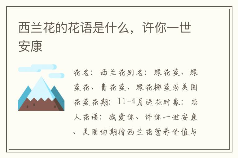 西兰花的花语是什么，许你一世安康