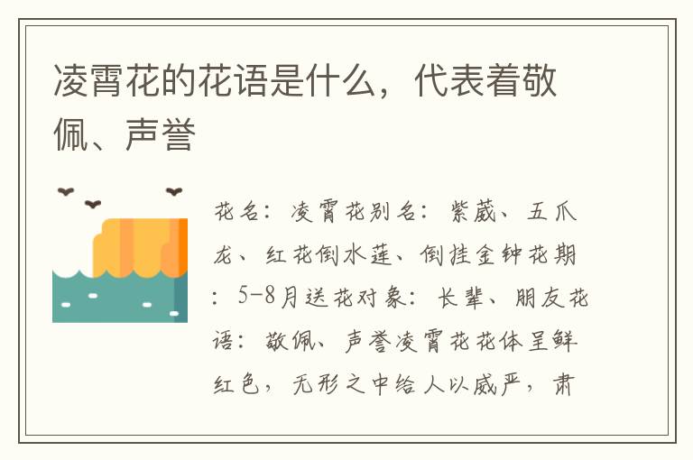 凌霄花的花语是什么，代表着敬佩、声誉
