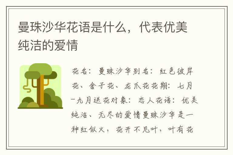 曼珠沙华花语是什么，代表优美纯洁的爱情