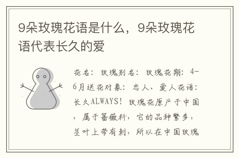 9朵玫瑰花语是什么，9朵玫瑰花语代表长久的爱