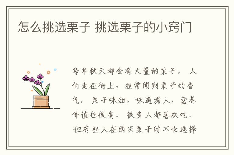 怎么挑选栗子 挑选栗子的小窍门