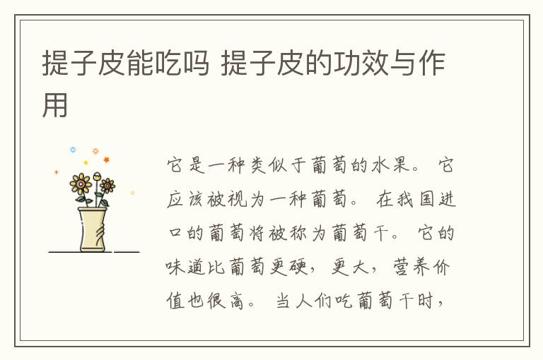 提子皮能吃吗 提子皮的功效与作用