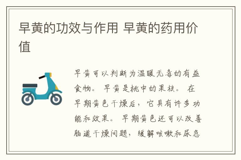 早黄的功效与作用 早黄的药用价值
