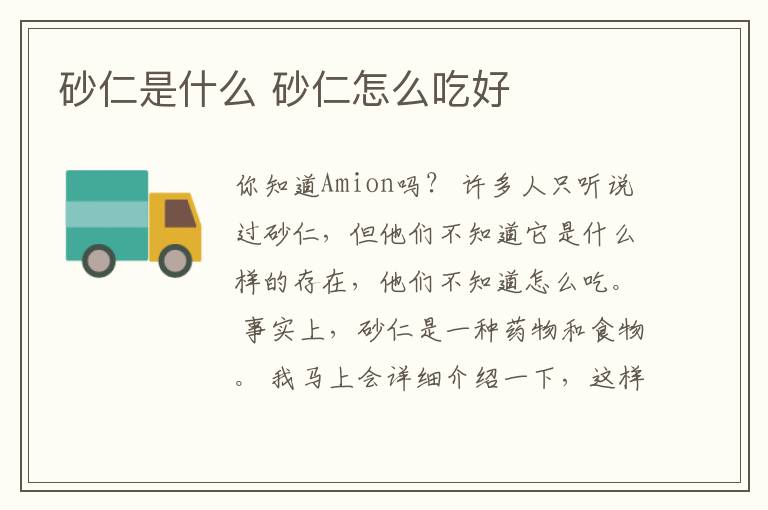砂仁是什么 砂仁怎么吃好