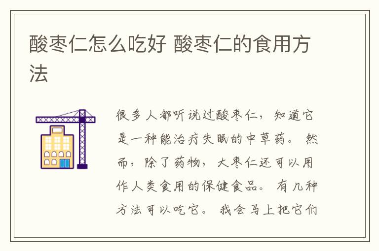 酸枣仁怎么吃好 酸枣仁的食用方法