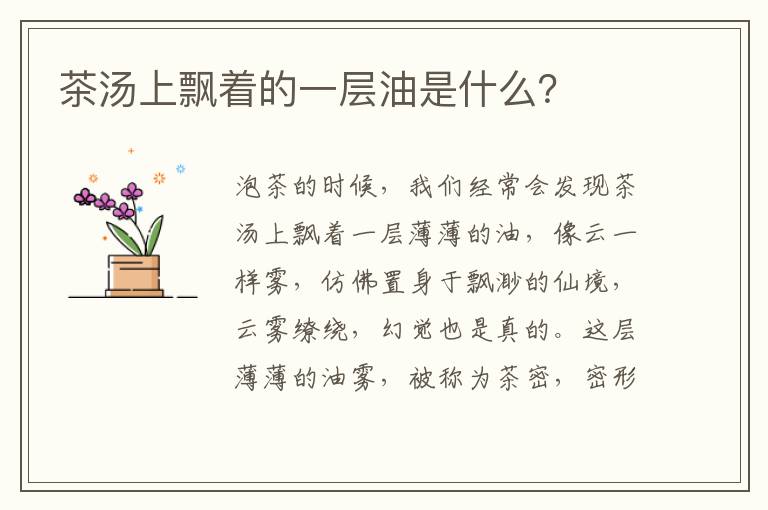 茶汤上飘着的一层油是什么？