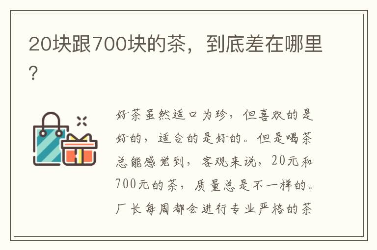 20块跟700块的茶，到底差在哪里？