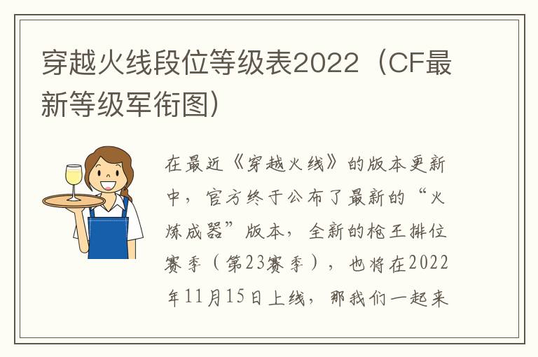 穿越火线段位等级表2022（CF最新等级军衔图）