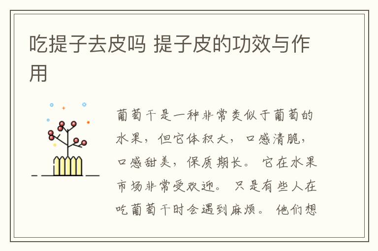 吃提子去皮吗 提子皮的功效与作用