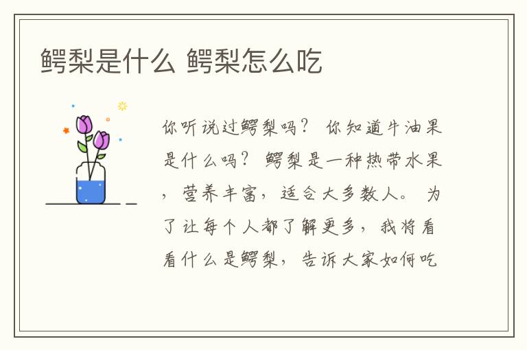 鳄梨是什么 鳄梨怎么吃