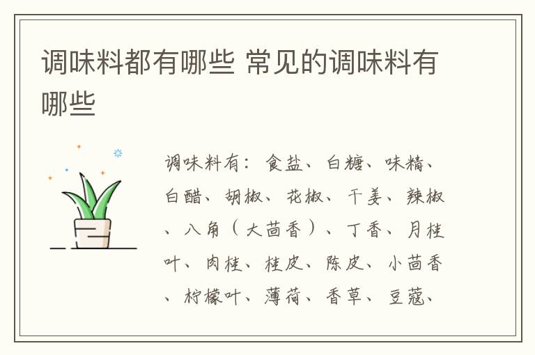 调味料都有哪些 常见的调味料有哪些