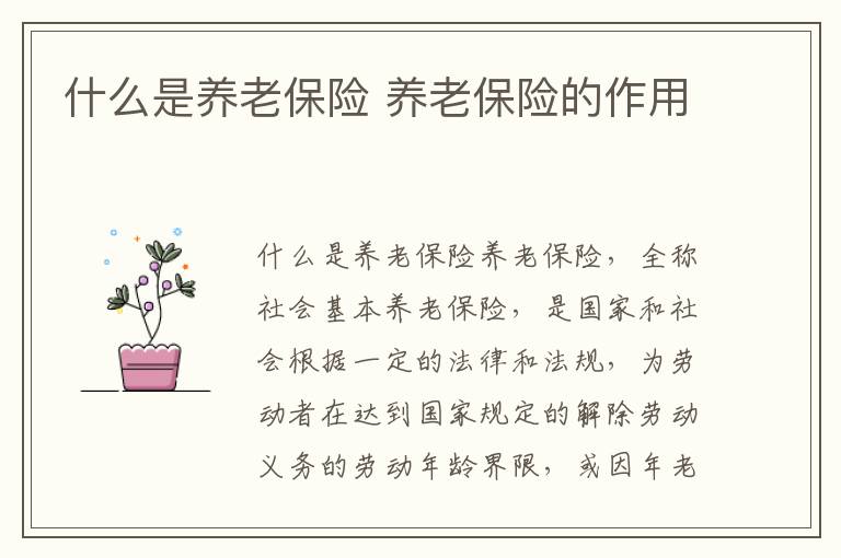 什么是养老保险 养老保险的作用