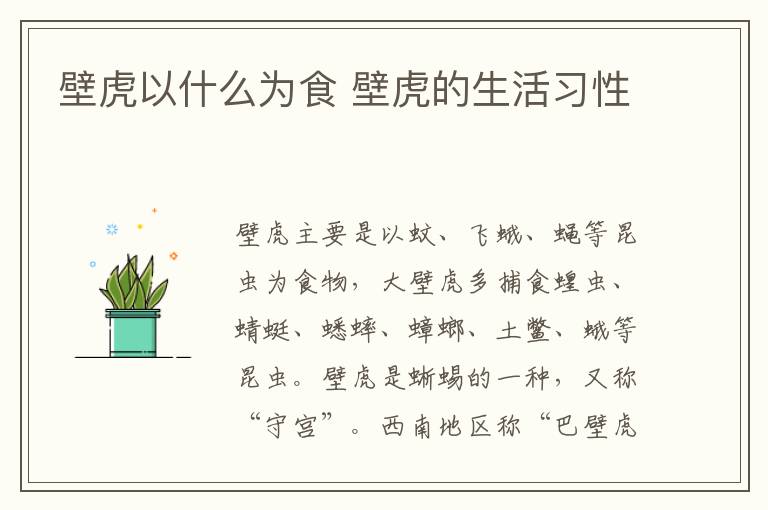 壁虎以什么为食 壁虎的生活习性