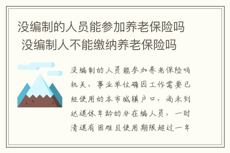 没编制的人员能参加养老保险吗 没编制人不能缴纳养老保险吗