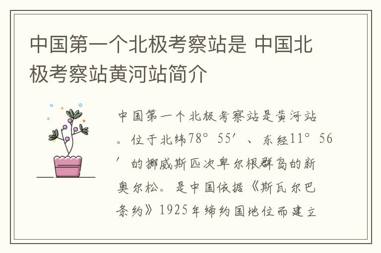 中国第一个北极考察站是 中国北极