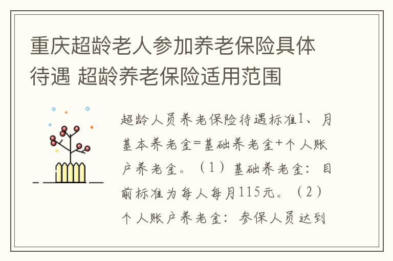 重庆超龄老人参加养老保险具体待遇 超龄养老保险适用范围