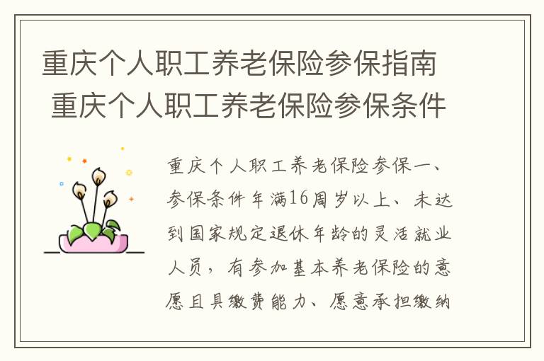 重庆个人职工养老保险参保指南 重庆个人职工养老保险参保条件