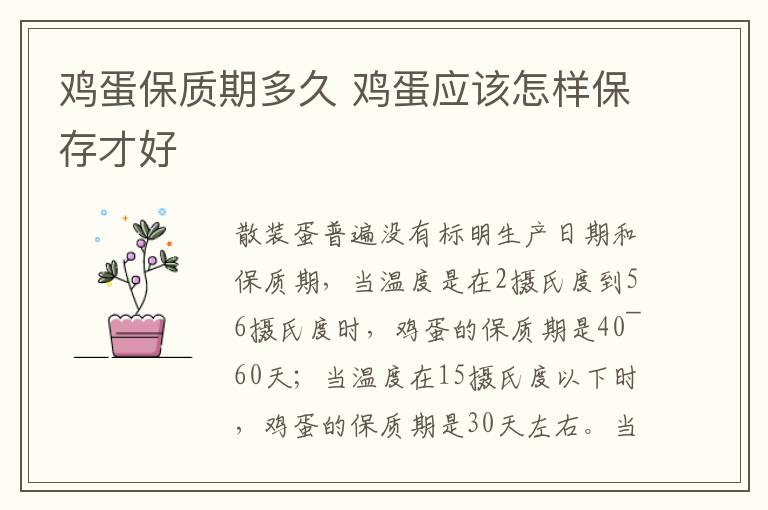 鸡蛋保质期多久 鸡蛋应该怎样保存才好