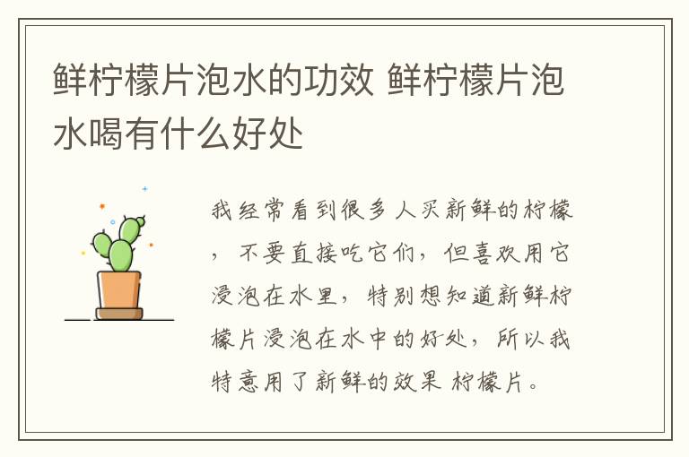鲜柠檬片泡水的功效 鲜柠檬片泡水喝有什么好处