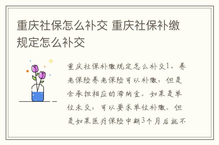 重庆社保怎么补交 重庆社保补缴规定怎么补交