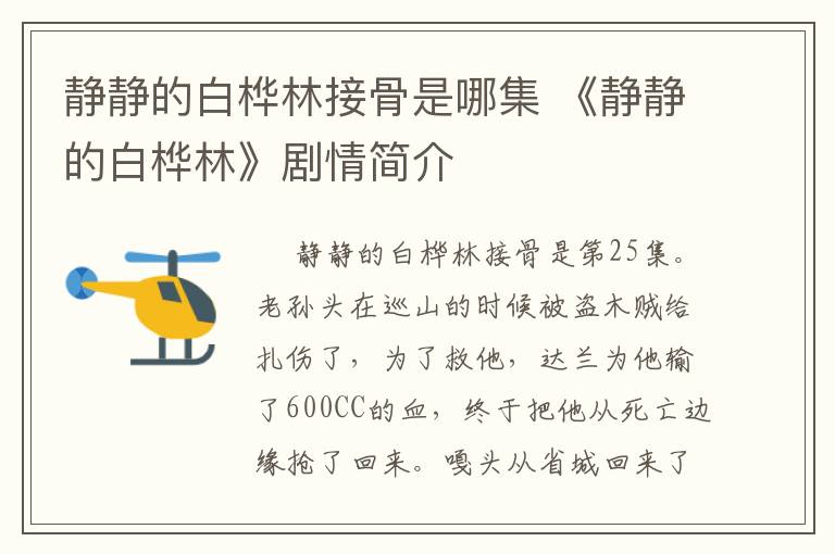 静静的白桦林接骨是哪集 《静静的白桦林》剧情简介