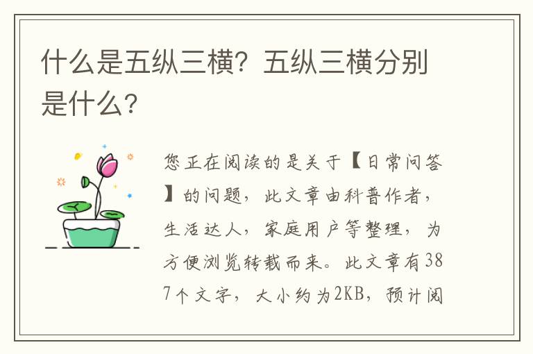 什么是五纵三横？五纵三横分别是什么?