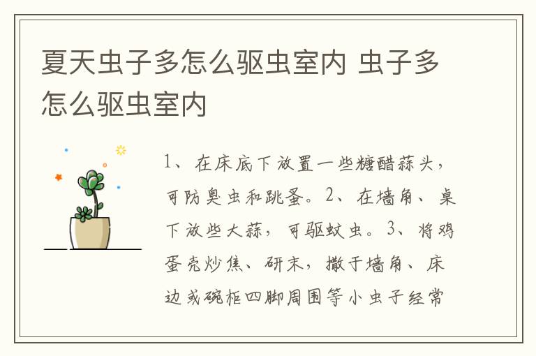 夏天虫子多怎么驱虫室内 虫子多怎么驱虫室内