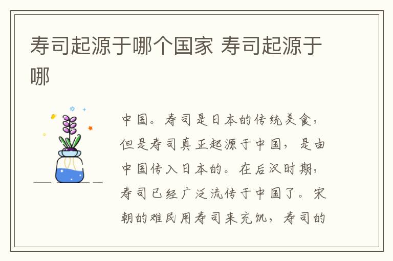 寿司起源于哪个国家 寿司起源于哪
