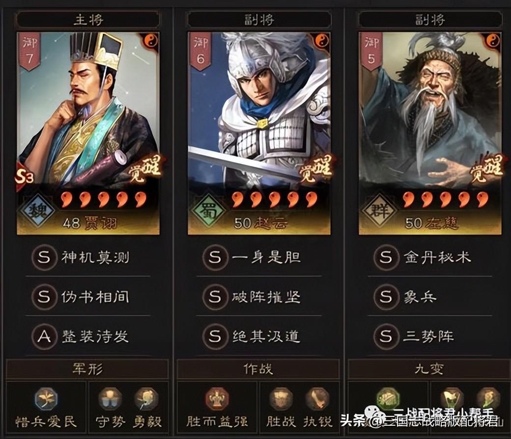 三国志战略版1000W战功的阵容推荐