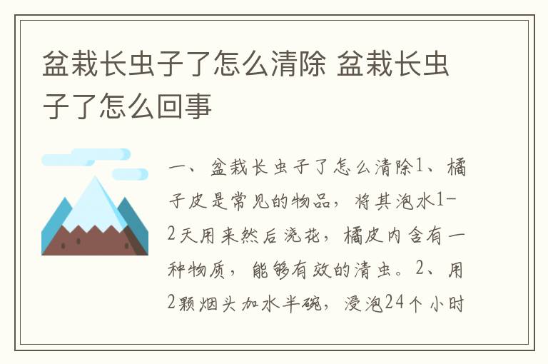 盆栽长虫子了怎么清除 盆栽长虫子了怎么回事