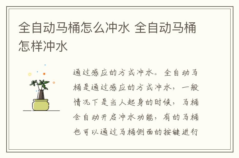 全自动马桶怎么冲水 全自动马桶怎样冲水