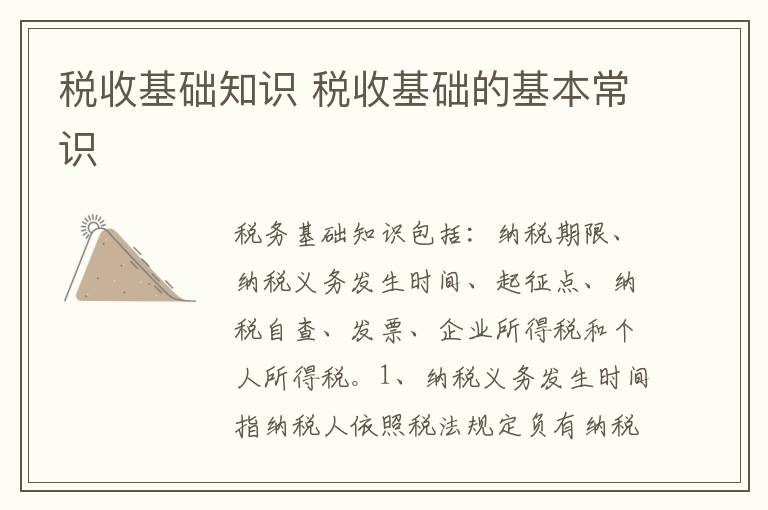 税收基础知识 税收基础的基本常识