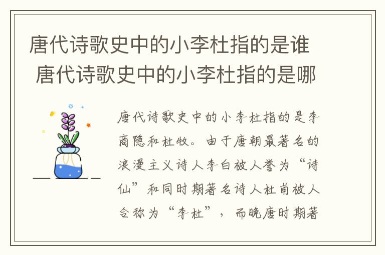 唐代诗歌史中的小李杜指的是谁 唐代诗歌史中的小李杜指的是哪个