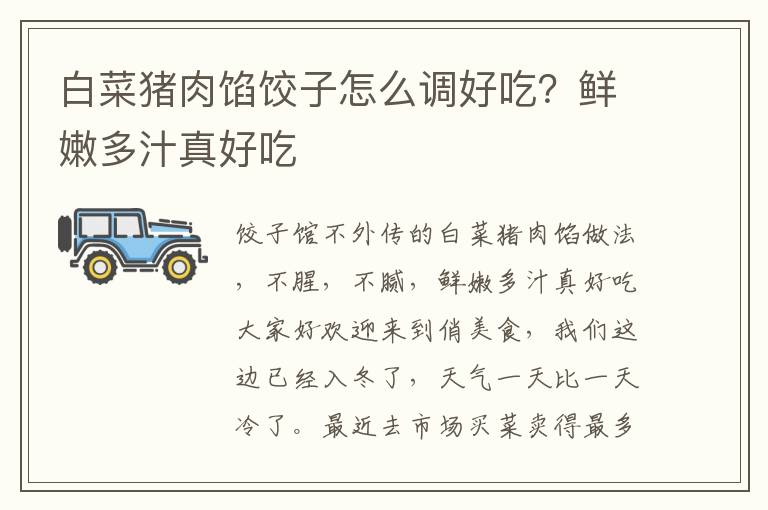 白菜猪肉馅饺子怎么调好吃？鲜嫩多汁真好吃