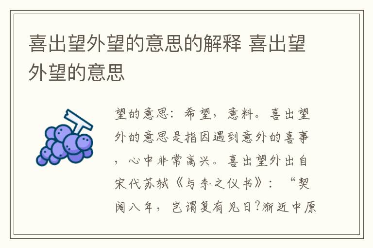喜出望外望的意思的解释 喜出望外望的意思
