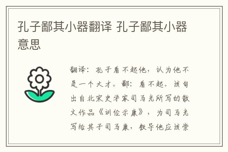 孔子鄙其小器翻译 孔子鄙其小器意
