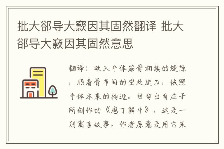 批大郤导大窾因其固然翻译 批大郤导大窾因其固然意思