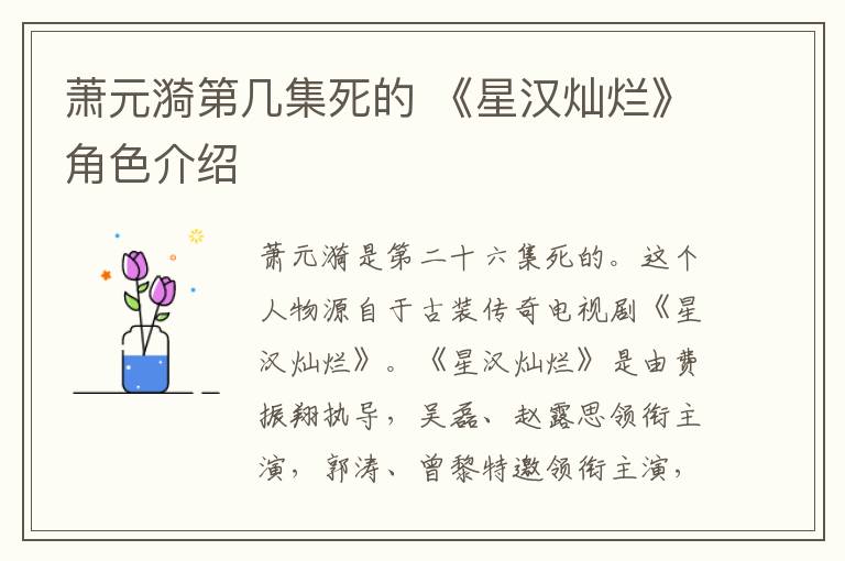 萧元漪第几集死的 《星汉灿烂》角色介绍