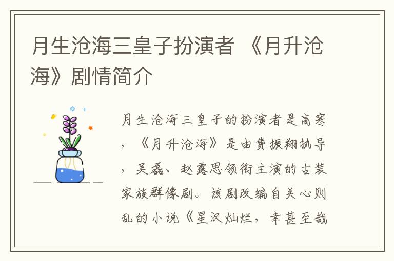 月生沧海三皇子扮演者 《月升沧海》剧情简介