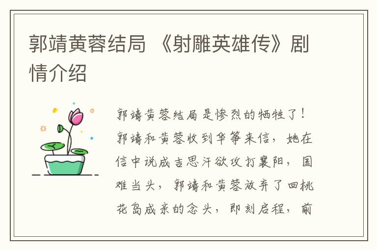 郭靖黄蓉结局 《射雕英雄传》剧情介绍