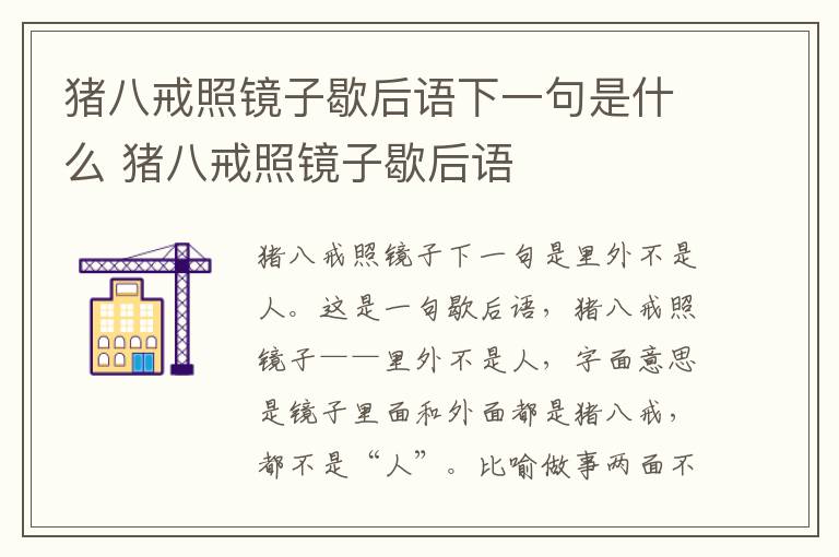 猪八戒照镜子歇后语下一句是什么 猪八戒照镜子歇后语